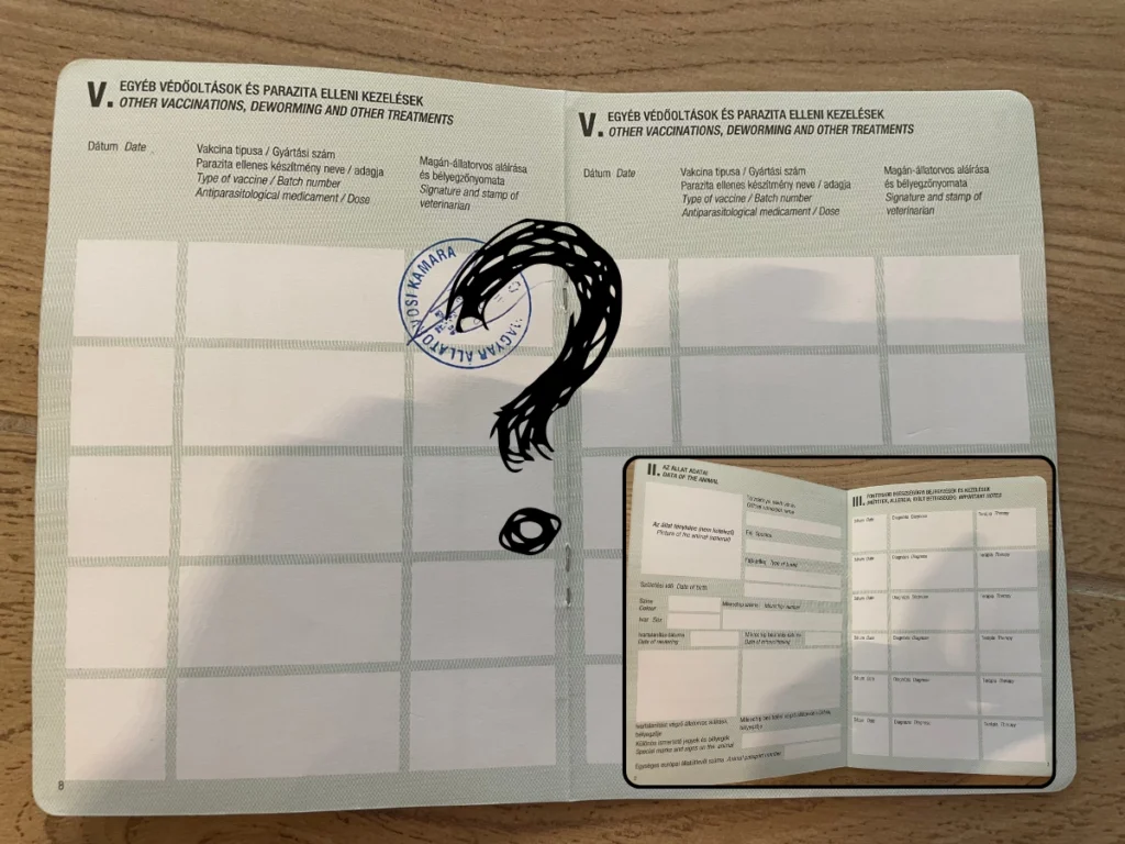 Előre lepecsételt oltási könyv aláírva és kitöltetlenük a szaporítónál